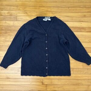 Northern Reflections Parkhurst Navy Blue Textured Knit Button Cardigan Sweater L